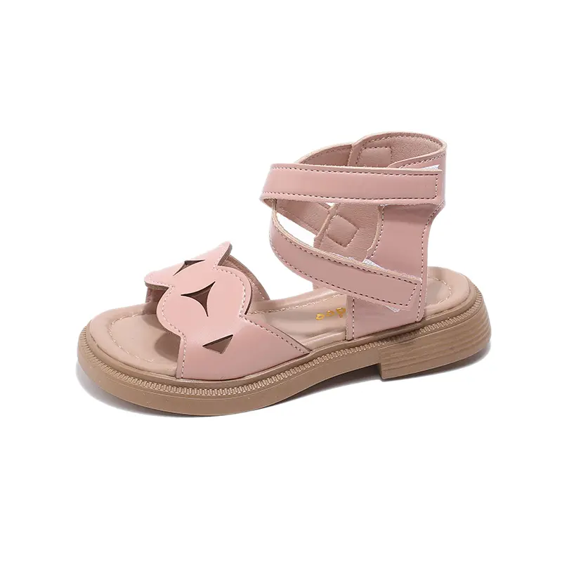 Girls Sandals Princess Sweet Gladiator Sandals 2024 Summer New Children Beach Shoes Ruffles Soft Simple Classic Flat Open Toes