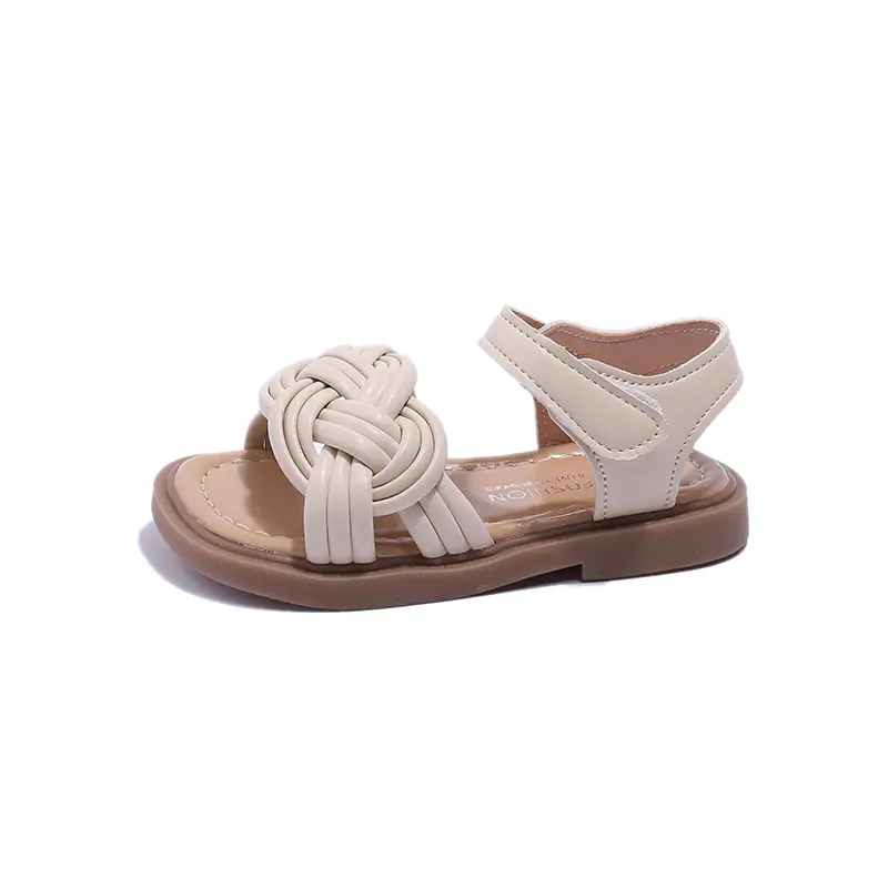 Children Fashion Girls Sandals Casual Weave Breatheable 2023 New Summer Beach Shoes Princess Flats Hook & Loop Chic Kids Korean