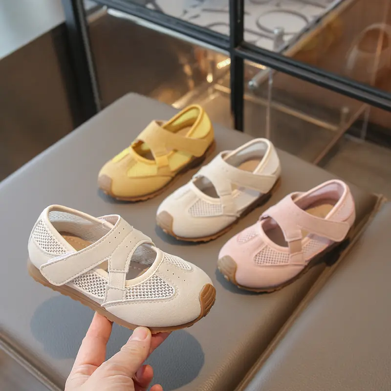 2025 Summer Children's Mesh Sports Shoes New Girls Causal Ballet Shoes Breathable Cross-tied Kids Fashion Mary Jane Shoes Soft