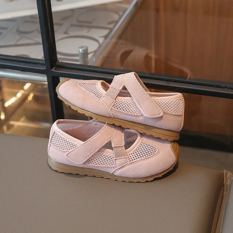 2025 Summer Children's Mesh Sports Shoes New Girls Causal Ballet Shoes Breathable Cross-tied Kids Fashion Mary Jane Shoes Soft