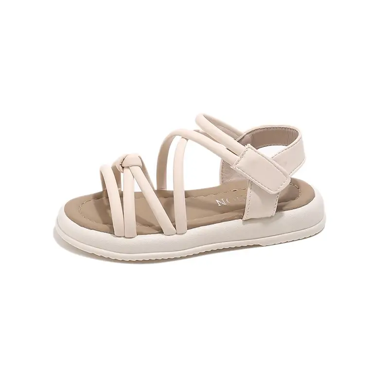 Girls Gladiator Summer Sandals with Knot Fashion Classic Princess Kids Beach Shoes 2025 Brand New Soft Flat Open Toes Anti-skid