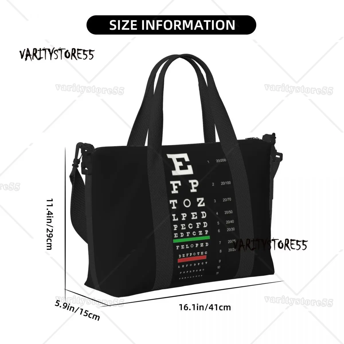 Custom Large Snellen Chart Eye Test Tote Bag for Women Optometrist Optician Shoulder Shopper Beach Gym Travel Bag