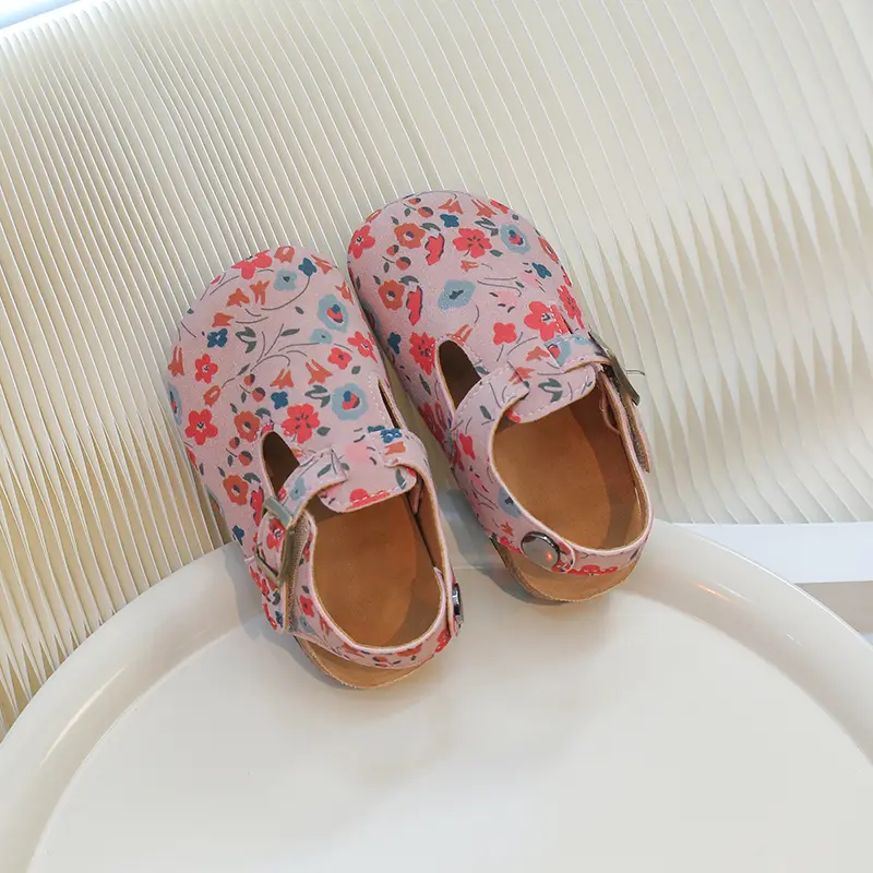 Girls Casual Sandals Soft Sole Kids Half Slippers with Butterfly Summer Children Toes Capped Beach Shoes Anti-Slippery