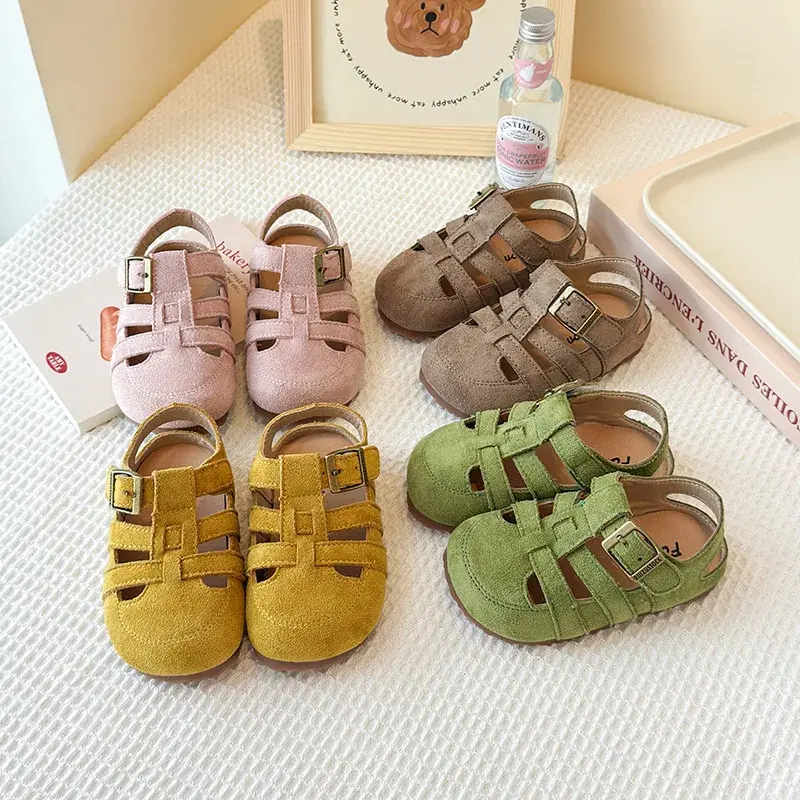 2025 Children Sandals for Girls Boys Summer New Fashion Korean Style Soft Bottom Non-slip Versatile Chic Cut-outs Beach Shoes