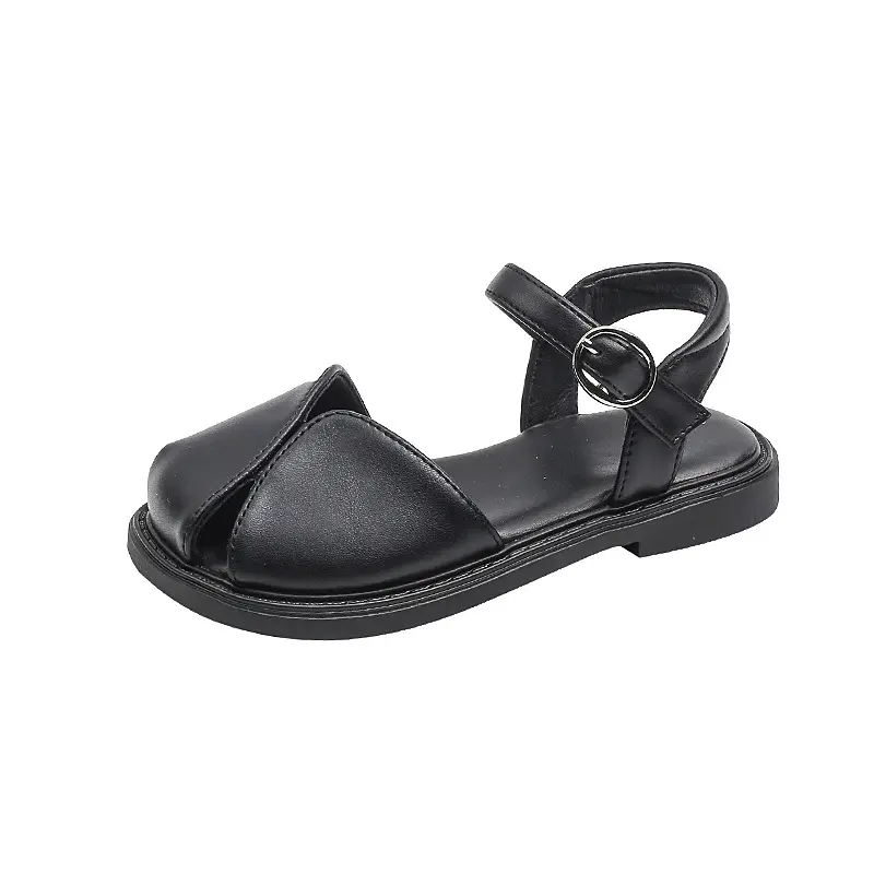 Girls Summer Sandals Toe-covered Anti-kick 2024 Brand New Children Flat Sandals Princess Retro Classic Ins Hot Fashion Soft Chic