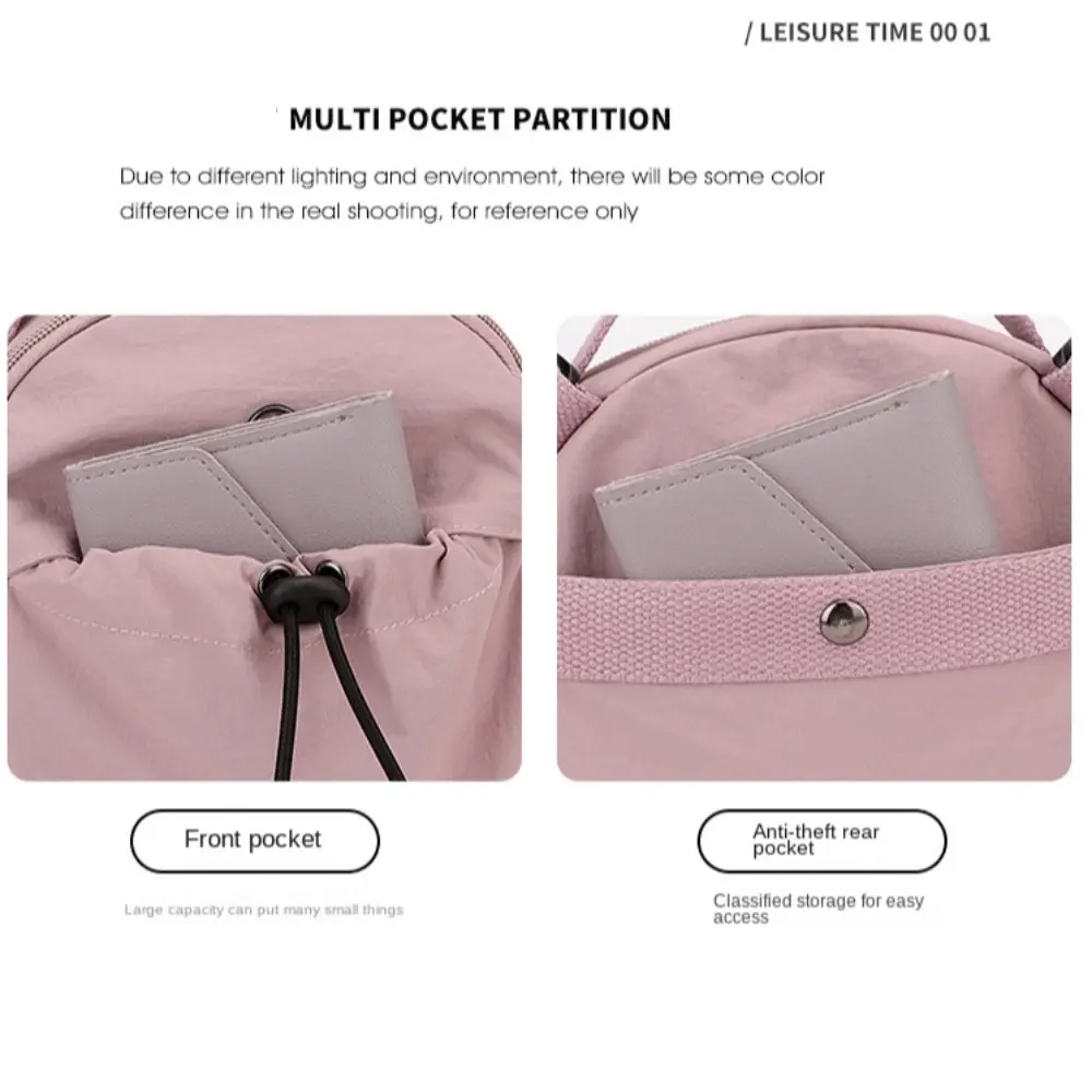 Fashion Nylon Mobile Phone Storage Bag Casual Korean Style Small Round Handbag Solid Color Purse Single Shoulder Bag Outdoor