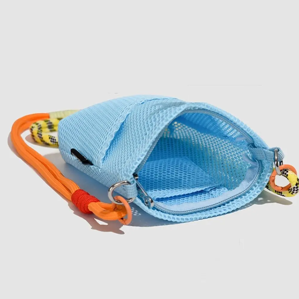 Fashionable Korean Style Nylon Mesh Bag Double-layer Solid Color Mobile Phone Bag Purse Wallet Bags Shoulder Bag Girls