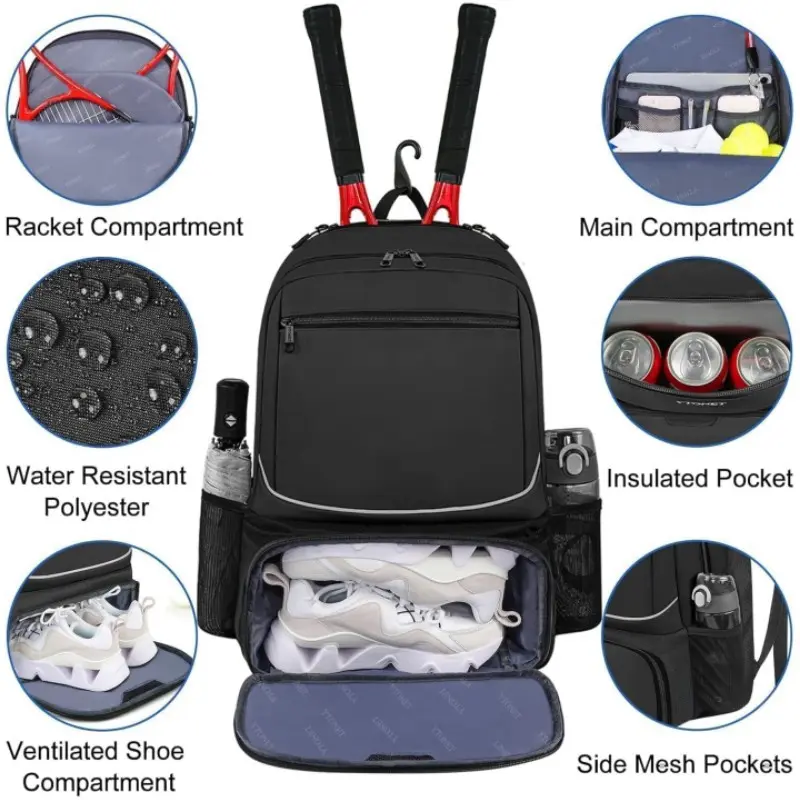 New Fashionable Casual Sports Tennis Bag Tennis Backpack for Men and Women with Insulated Pocket Large Capacity Badminton Bag