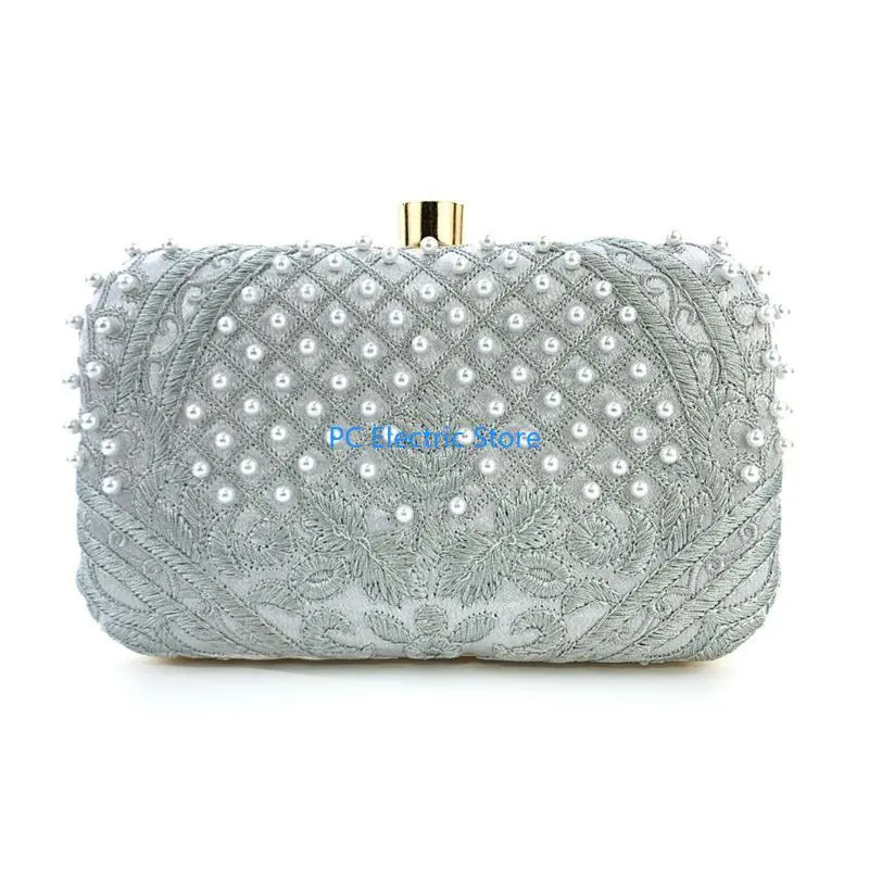 M68C Women Handbag Evening Bag Party Bridal Clutch Embroidery Prom Wedding Purse Shoulder Crossbody Bags Detachable Chain