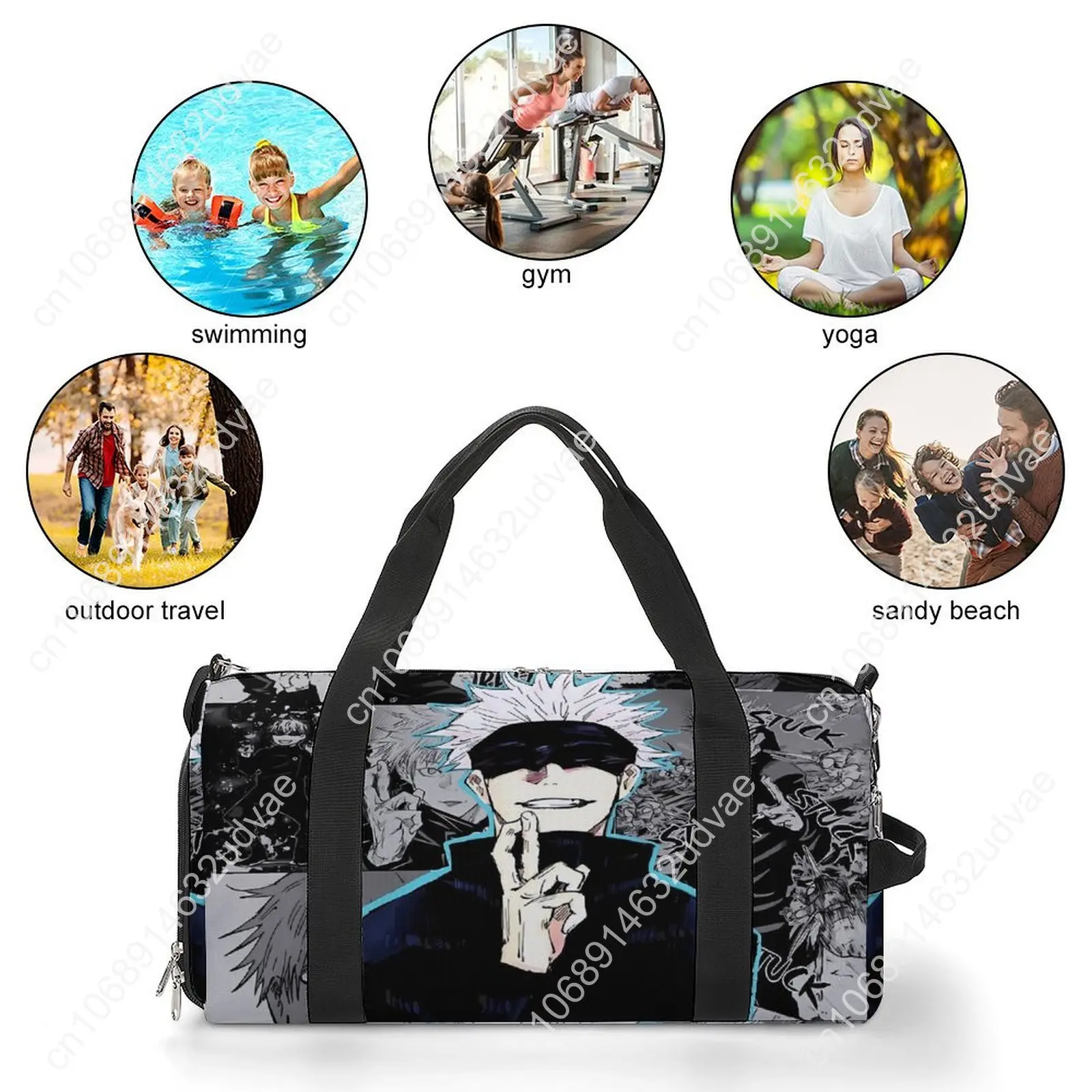 Gym Bag Gojo Satoru Manga Sports Bag with Shoes Funny Anime Men Women Portable Design Handbag Colorful Luggage Fitness Bag