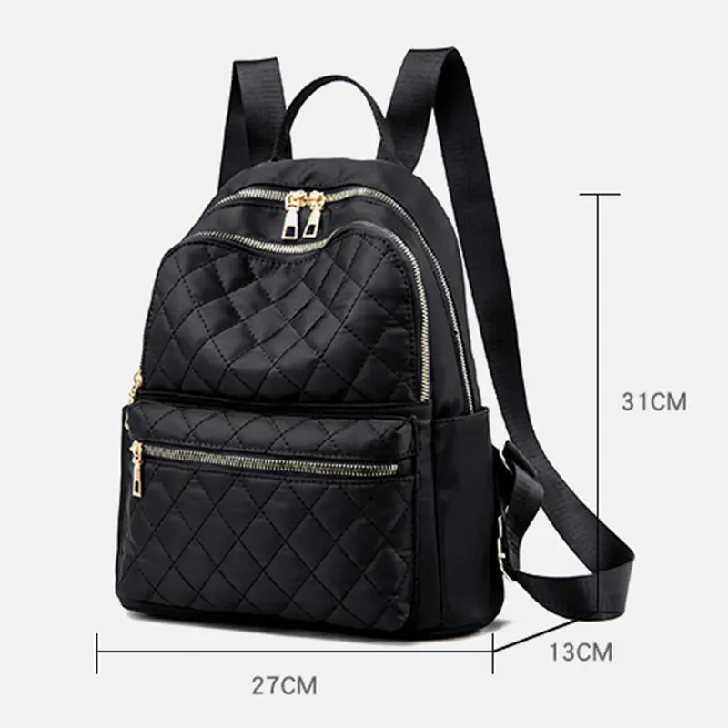 2025 Women's New Leisure Large Capacity Backpack Oxford Cloth Travel Bag Fashion Korean Edition Lingge Oxford Cloth Backpack