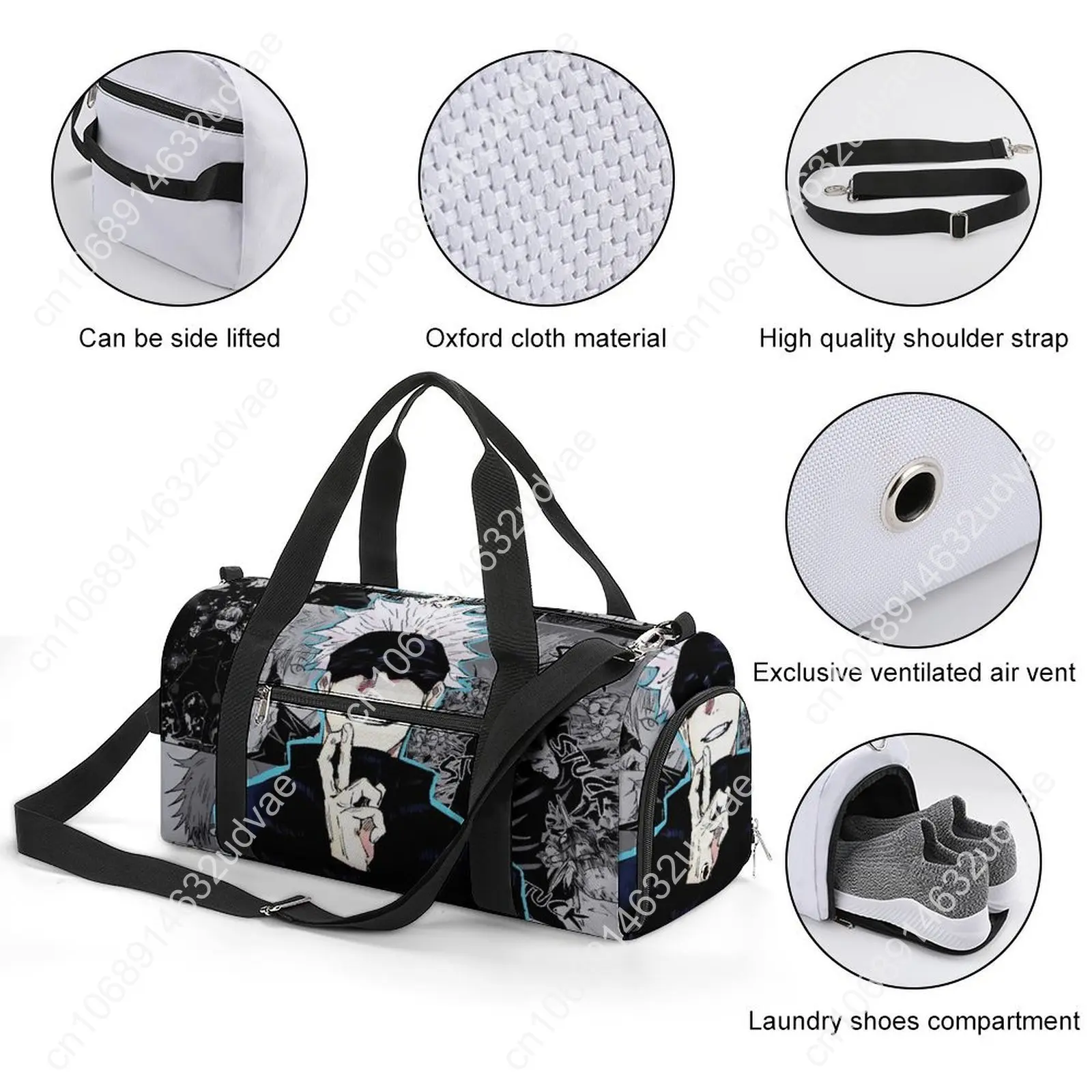 Gym Bag Gojo Satoru Manga Sports Bag with Shoes Funny Anime Men Women Portable Design Handbag Colorful Luggage Fitness Bag