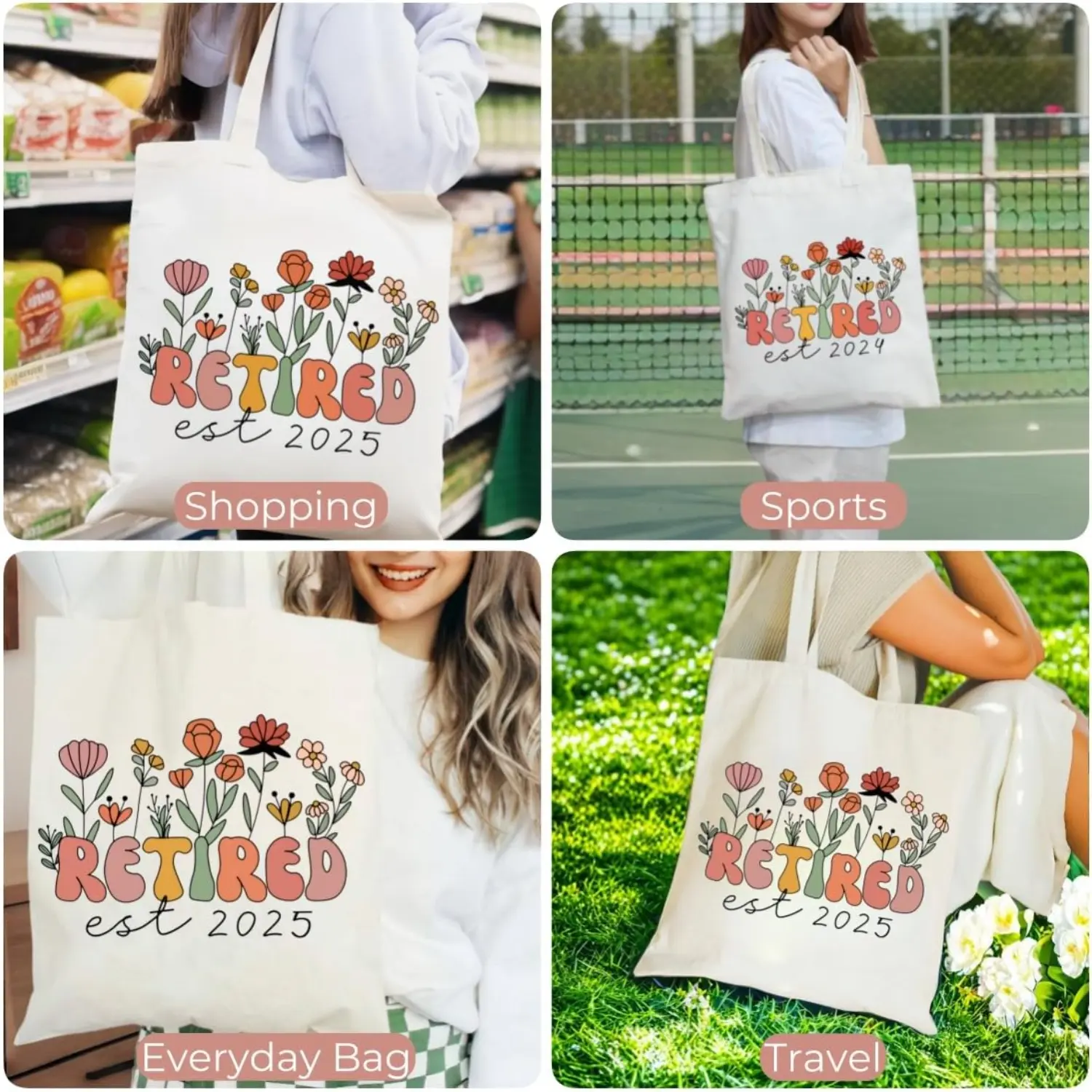 Maciebelle Retirement Gift for Woman, Cool Retirement Gifts for Women, Canvas Tote Bag Best Gifts