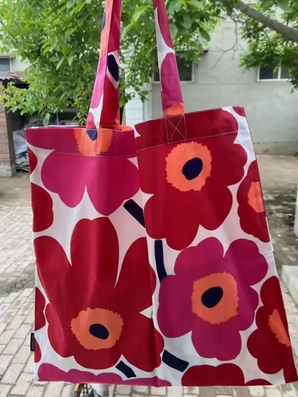 Niche Flower Letter Environmentally Friendly Shopping Bag Large Capacity Shoulder Canvas Bag Travel Mother Bag Foldable Bag