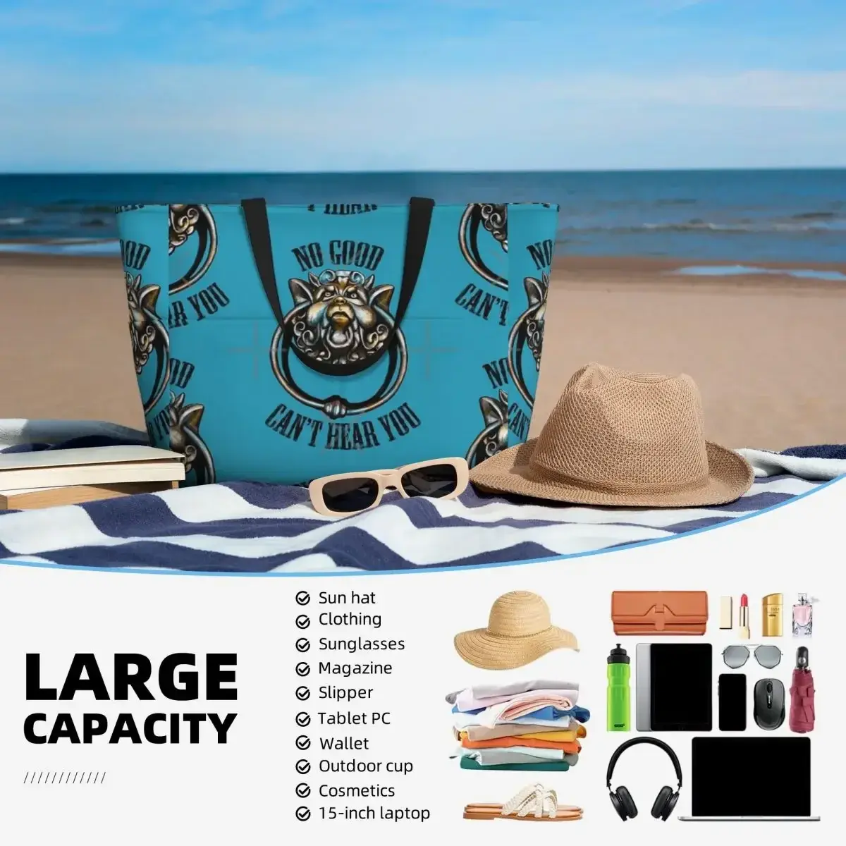 No Good Can't Hear You Beach Travel Bag, Tote  Modern Practical  Shoulder  Multi-Style Pattern