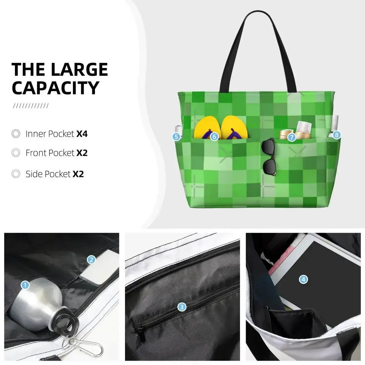 Pattern Beach Travel Bag, Tote  Holiday Large Capacity Gifts Shoulder  Multi-Style