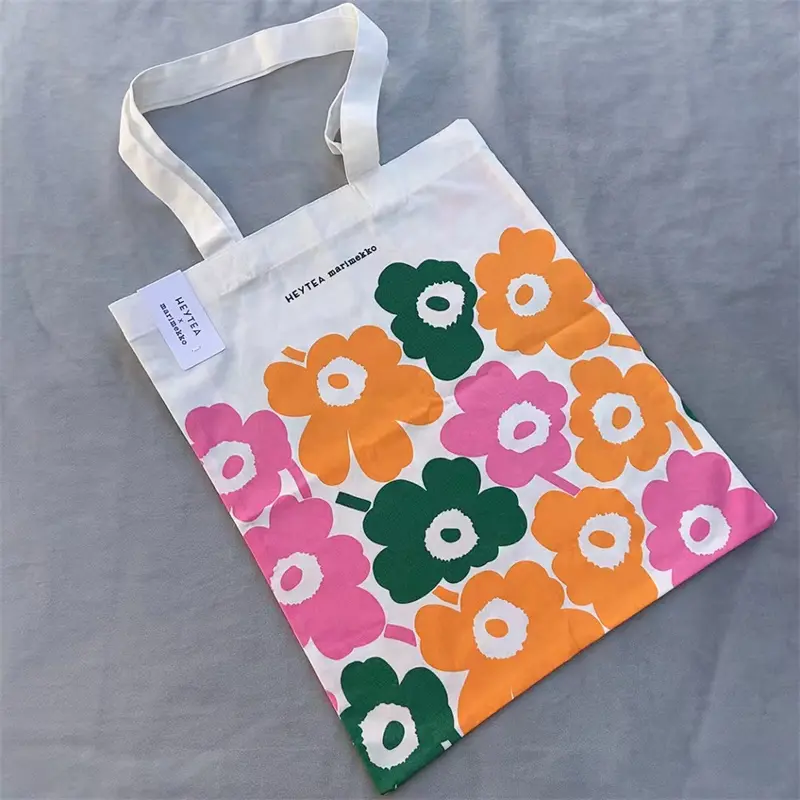 Niche Flower Letter Environmentally Friendly Shopping Bag Large Capacity Shoulder Canvas Bag Travel Mother Bag Foldable Bag