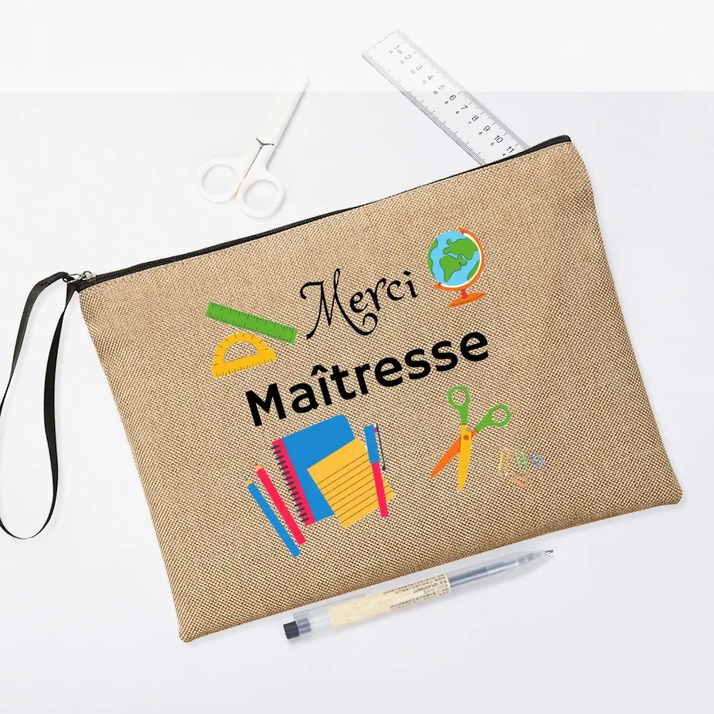 Thanks for Being So Awesome Atsem Mistress Make Up Teacher Pouch Merci Maîtresse Teacher's Storage Pouches Gift for Teachers