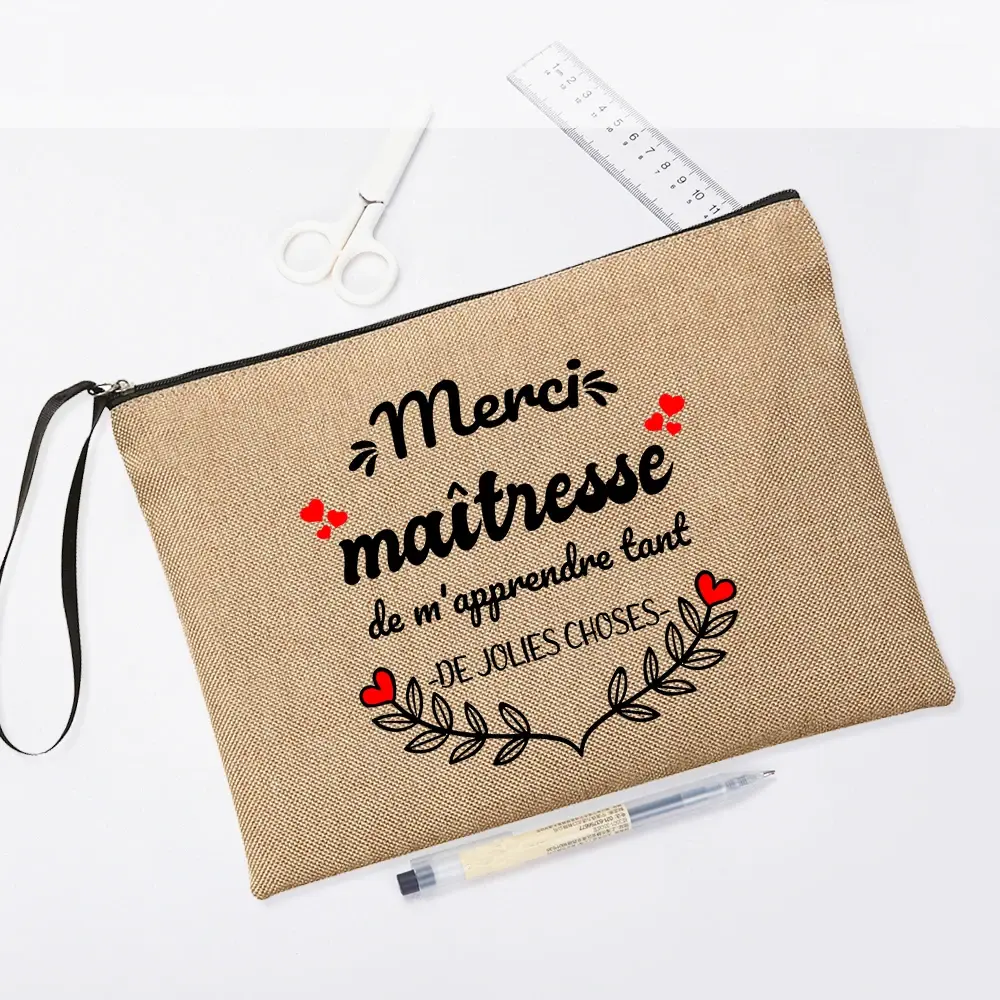 Thanks for Being So Awesome Atsem Mistress Make Up Teacher Pouch Merci Maîtresse Teacher's Storage Pouches Gift for Teachers