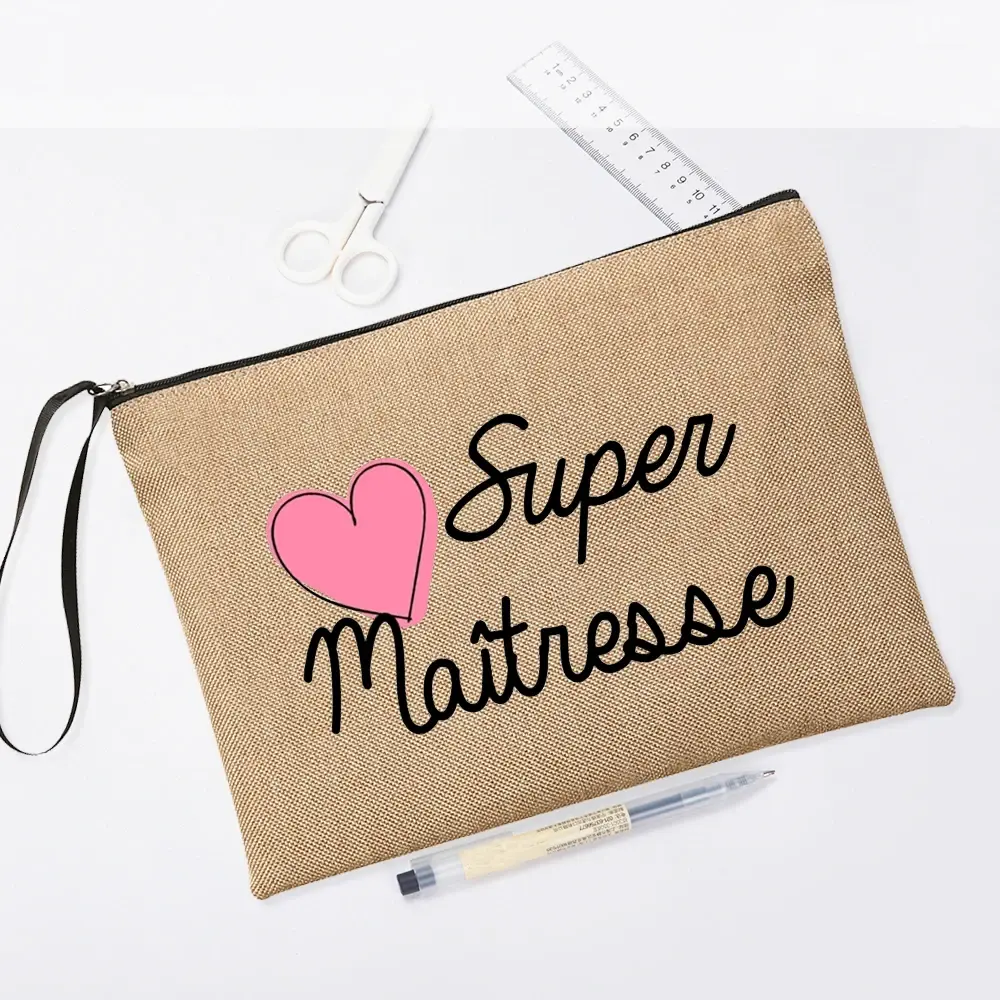 Thanks for Being So Awesome Atsem Mistress Make Up Teacher Pouch Merci Maîtresse Teacher's Storage Pouches Gift for Teachers