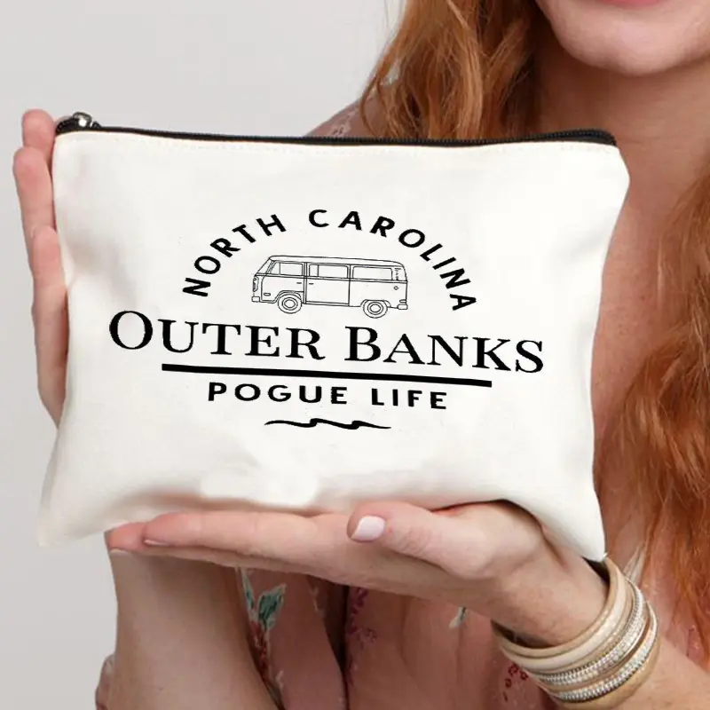 Outer Banks Pouge Life Cosmetic Bag Netflix Gift for Women Travel Cosmetic Organizer Toiletry Bag Pencil Case Make Up Bag