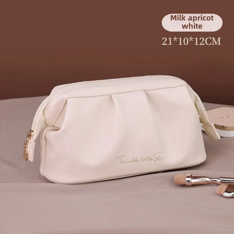 Rose Story pu waterproof makeup bag Large capacity advanced sense travel small portable women's ins wind hand grab bag
