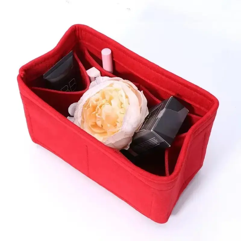 Felt Purse Organizer With Compartments Padded Cosmetic Bag Portable Handbag Removable Organizer Liner Women Suitable for Travel