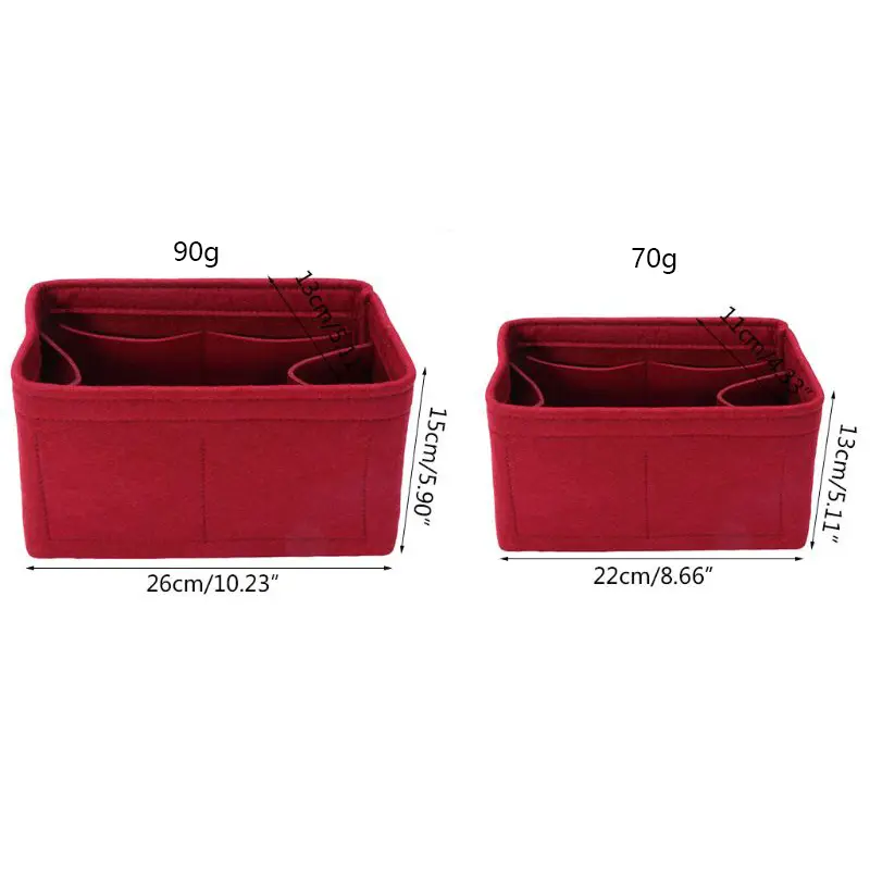 Felt Purse Organizer With Compartments Padded Cosmetic Bag Portable Handbag Removable Organizer Liner Women Suitable for Travel