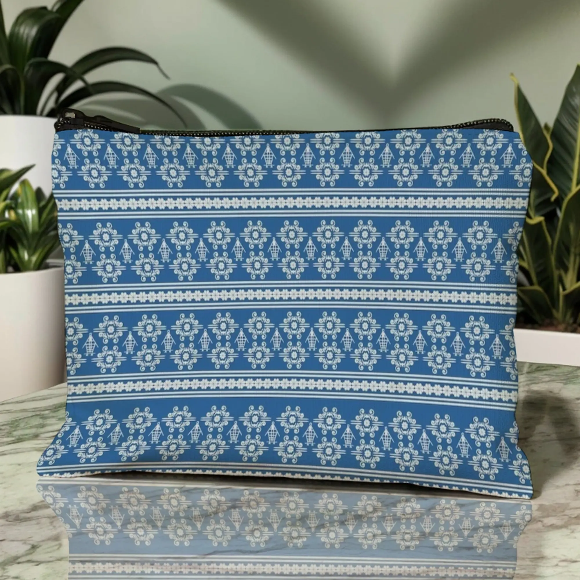 Artistic Ethnic Floral Women Cosmetic Bag Persian Inspire Pattern Prints Lightweight Zipper Pouch for Travel & Makeup Storage