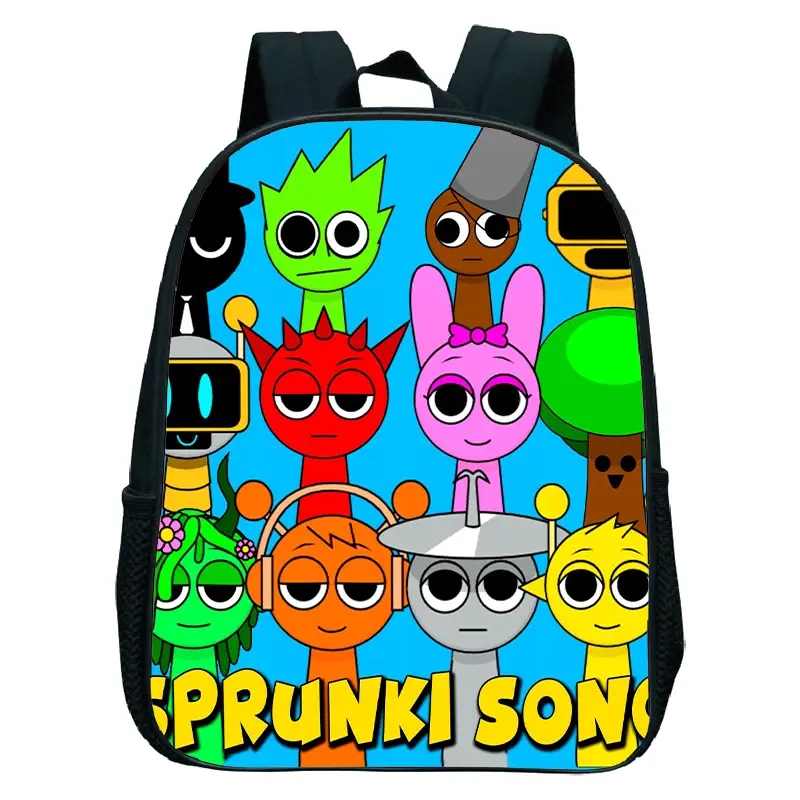 Sprunki School Backpack For Boy Girl Horror Game Sprunki School Bags Kids Backpack Cartoon Sprunki Kindergarten Bag Mochila Gift
