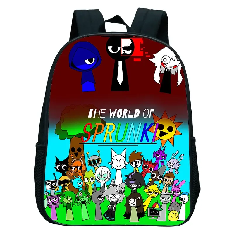 Sprunki School Backpack For Boy Girl Horror Game Sprunki School Bags Kids Backpack Cartoon Sprunki Kindergarten Bag Mochila Gift