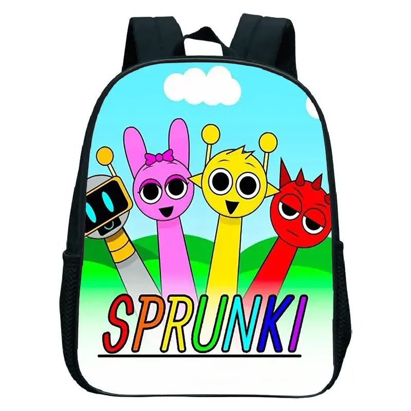 Sprunki School Backpack For Boy Girl Horror Game Sprunki School Bags Kids Backpack Cartoon Sprunki Kindergarten Bag Mochila Gift