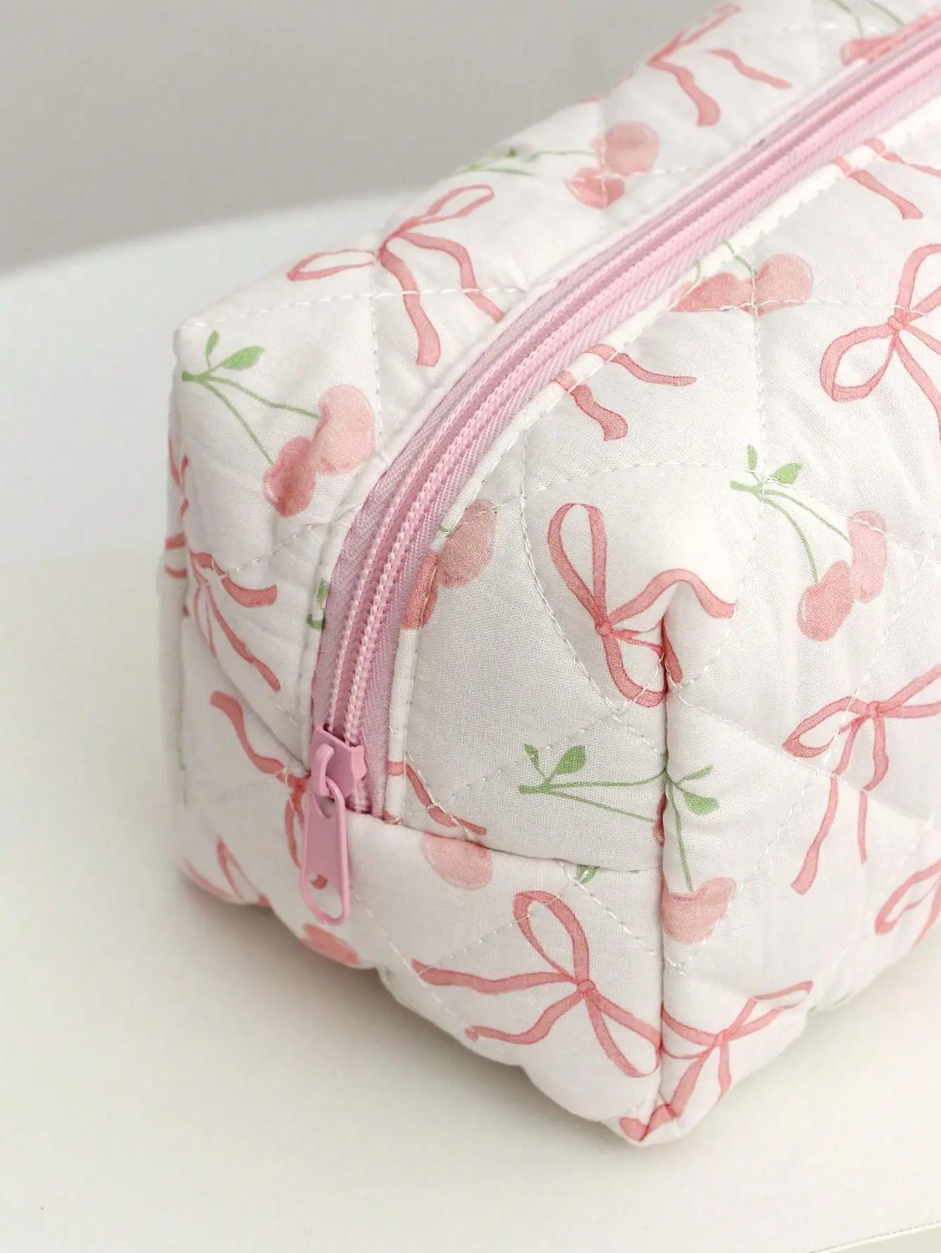 1 piece cherry bow makeup bag, fashionable and cute makeup bag, makeup brush storage octagonal bag, gift makeup bag