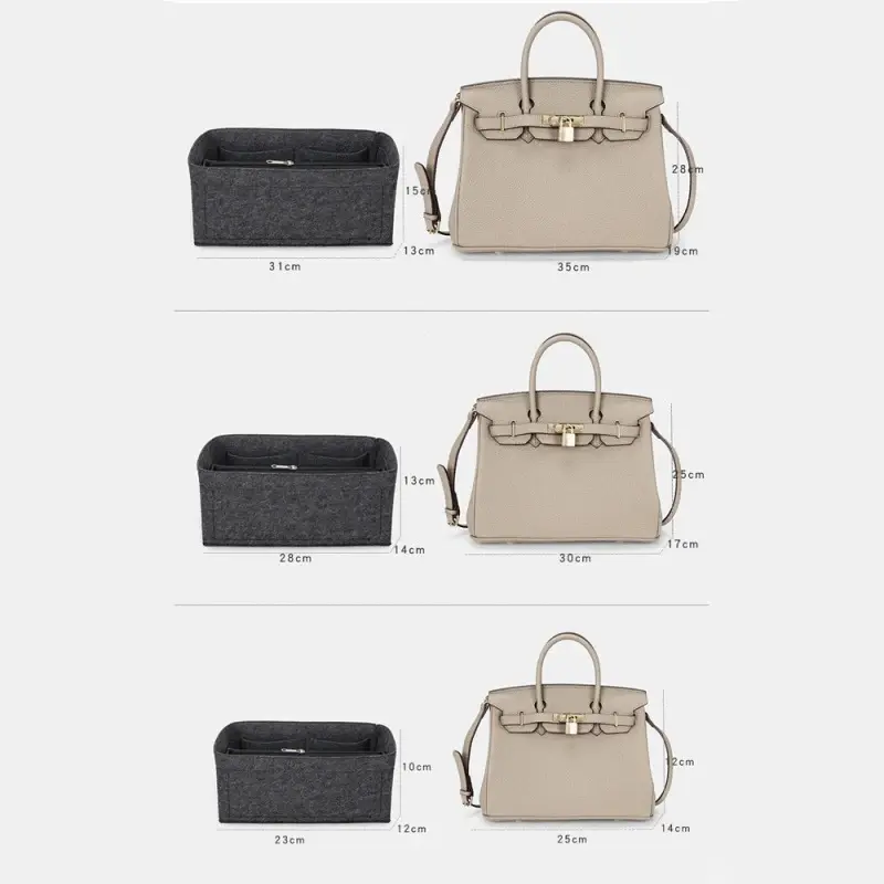 Hot Popular Women's Makeup Organizer Felt Cloth Insert Bag Multi-functional Travel Cosmetic Bag Fit Birkin25 30 35 Liner Bag