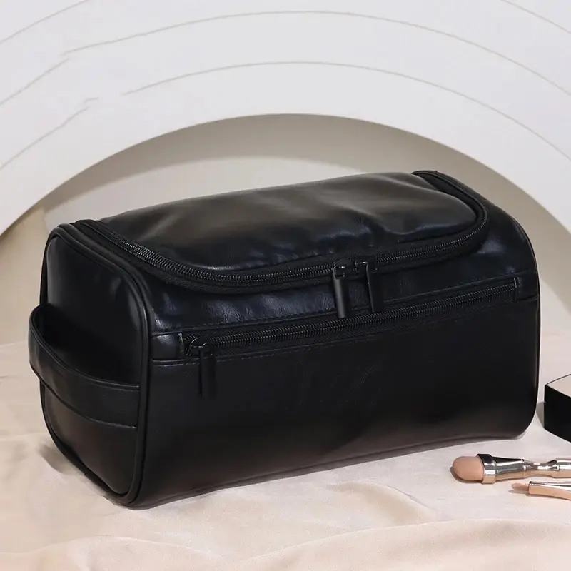 Large-capacity Business Toiletry Bag Out Portable Pu Waterproof Cosmetic Bag Simple Business Trip Travel Handbag Storage Bag