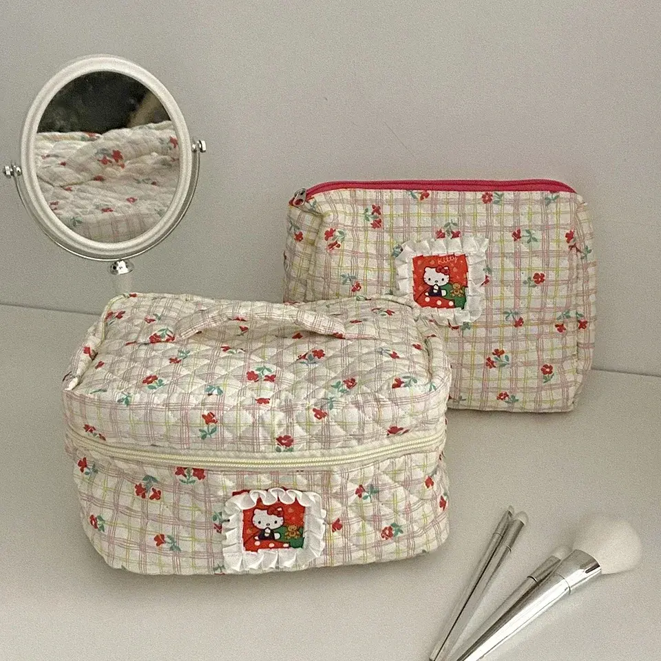Women Cute Large Capacity Cat Prints Makeup Bag Ladies' Instagram Travel Portable Toilet Bag Student Pen Case