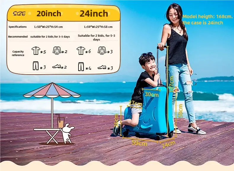 Kids Ride on Luggage, Toddler Luggage Seat Ride On, Kids Travel Suitcase with Safety Belt, Scooter Suitcase for Kids Ages 6-12