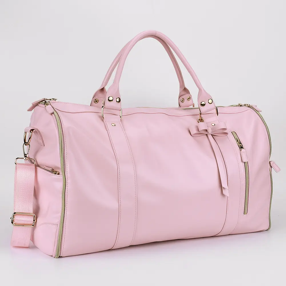 Travel Garment Bag Convertible Garment Duffle Bag Multi-pockets Suit Travel Bag Foldable PU Leather Duffle Bag for Men Women
