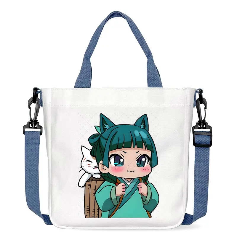 Cartoon The Apothecary Diaries Shoulder Bag Cute Maomao Pattern Canvas Crossbody Bags Casual Anime Women and Kids Messenger Bag