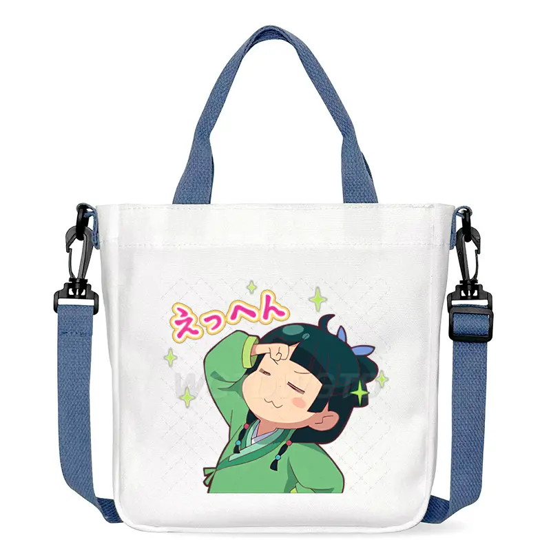 Cartoon The Apothecary Diaries Shoulder Bag Cute Maomao Pattern Canvas Crossbody Bags Casual Anime Women and Kids Messenger Bag