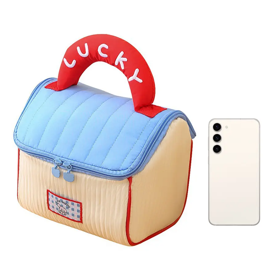 New cartoon house-shaped makeup bag  zipper-style large capacity handbag makeup bag  daily handbag cosmetics storage bag