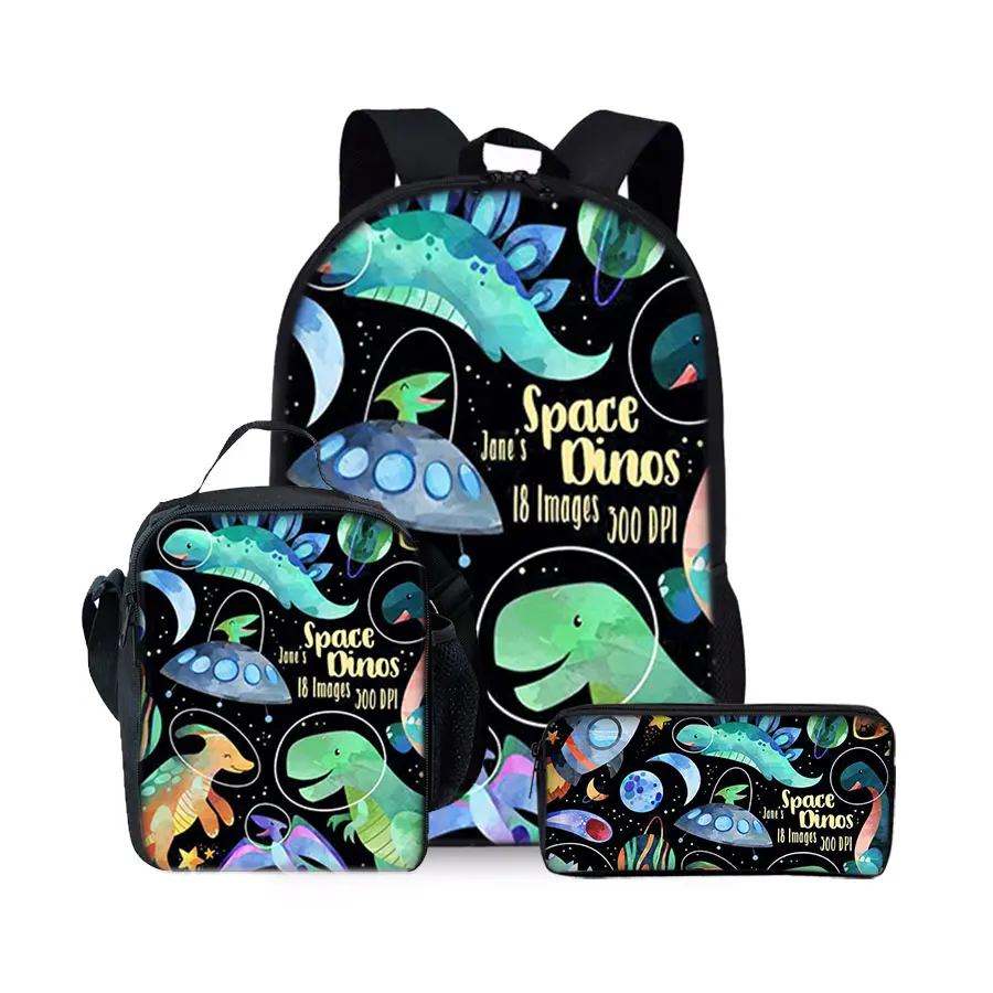 New Dinosaur Pattern Three Piece Set Backpacks for Boy and Girls Best Gifts 3D Cartoon School Backpack for Children