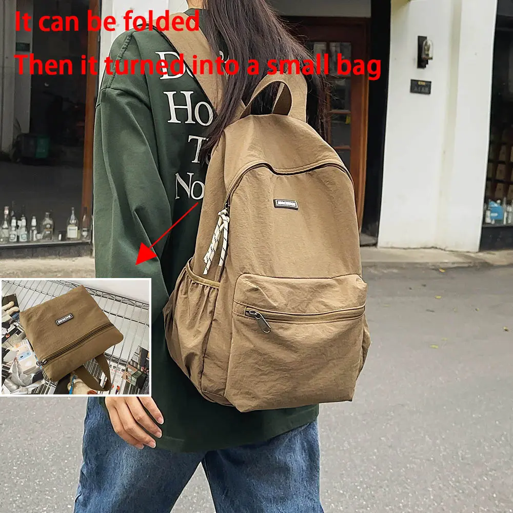 2025 New Foldable Backpack for Women, Large Capacity Backpack, Simple Korean Version Computer Backpack