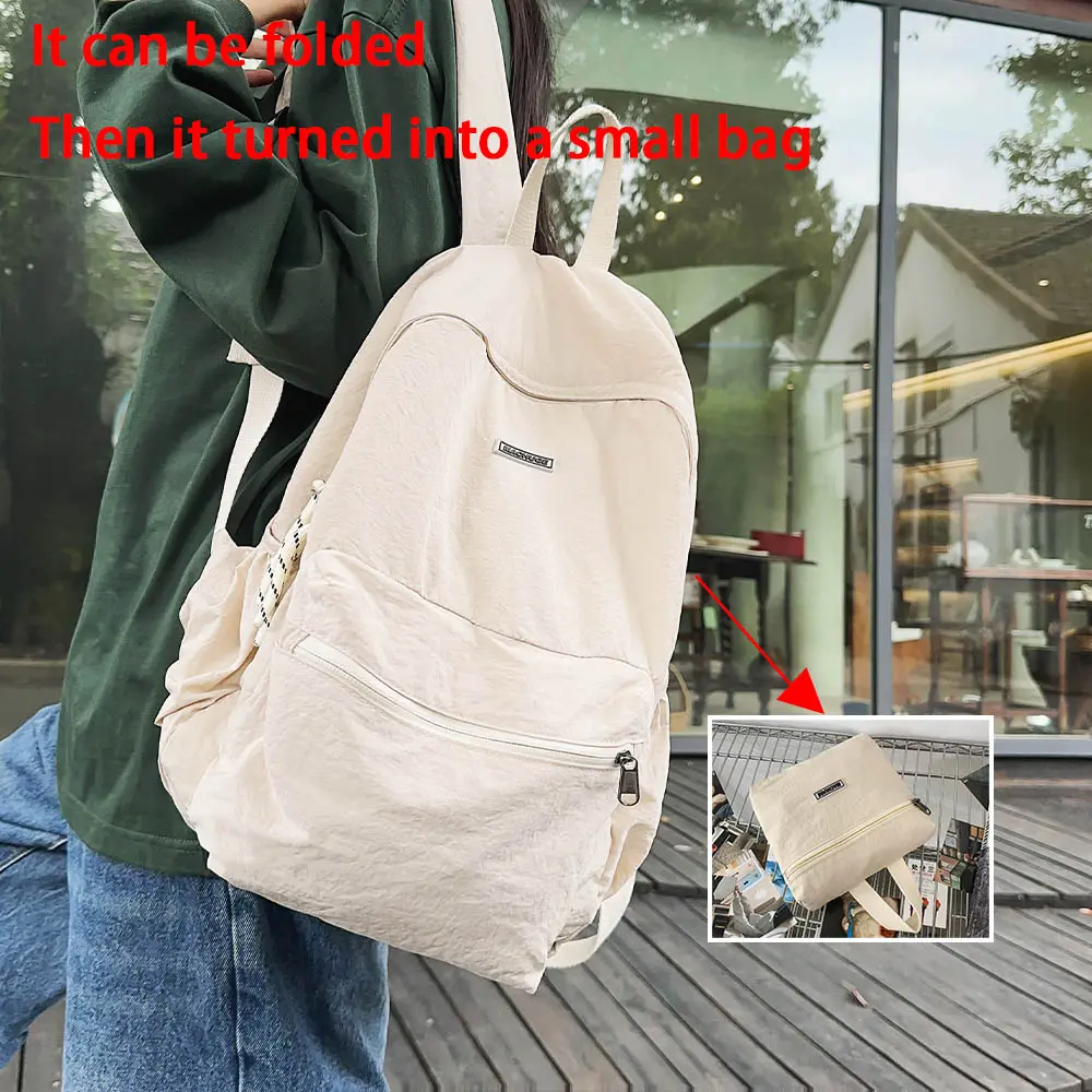 2025 New Foldable Backpack for Women, Large Capacity Backpack, Simple Korean Version Computer Backpack