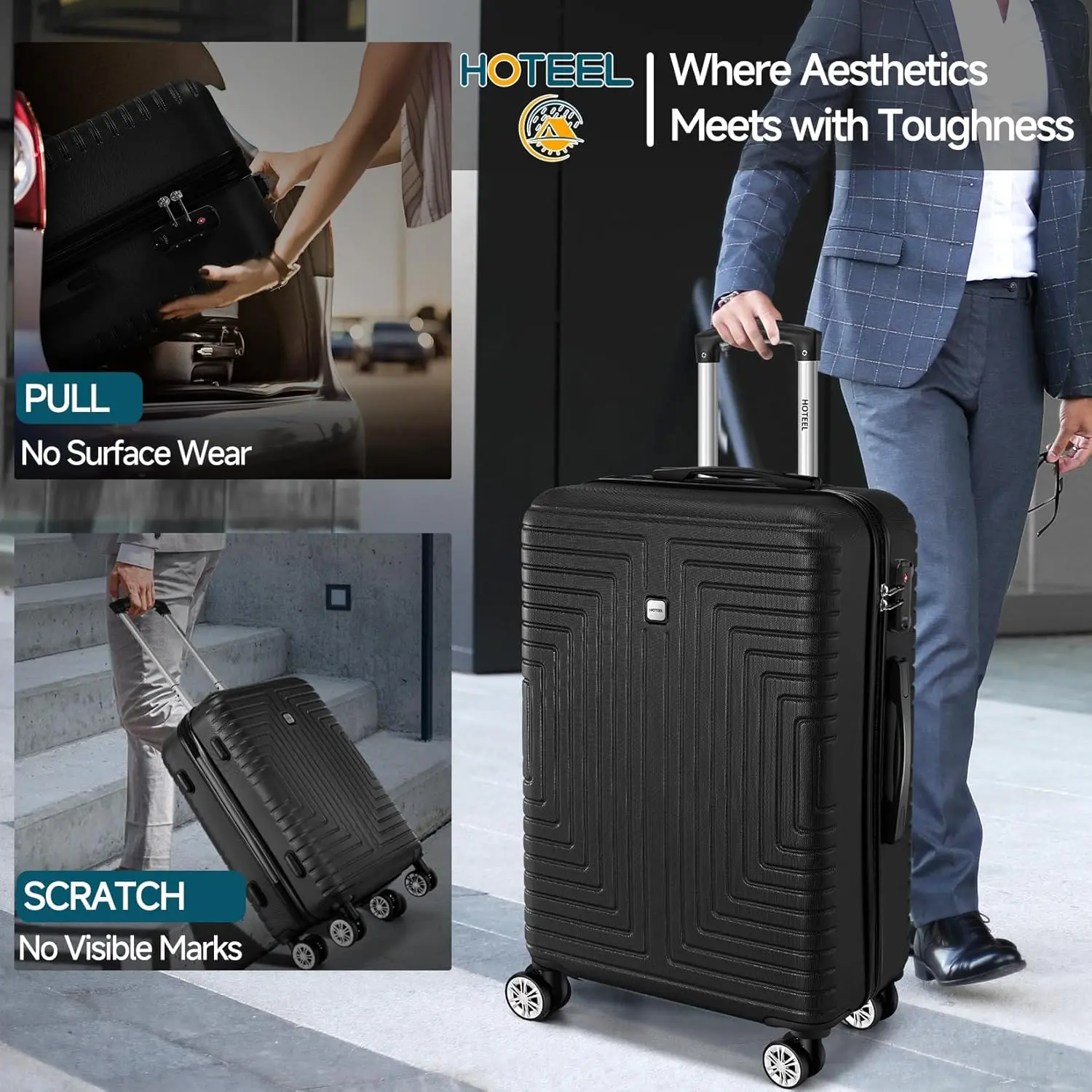 5pcs Luggage Set ABS+PC Suitcases Travel Packing Box With Wheel TSA Aproved Lock And Carry On Bag Wash Bag Travel Suitcase Set