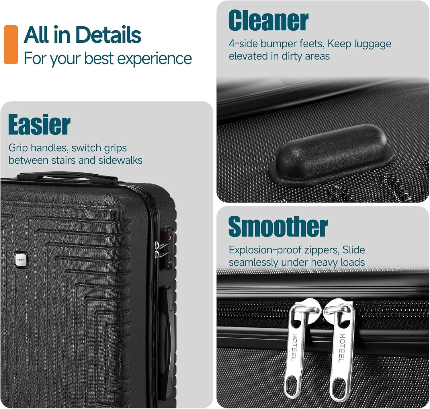 5pcs Luggage Set ABS+PC Suitcases Travel Packing Box With Wheel TSA Aproved Lock And Carry On Bag Wash Bag Travel Suitcase Set