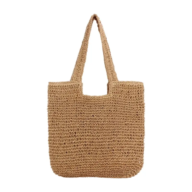 Large Woven Straw Shoulder Bag for Women Casual Beach Vacation Handbag