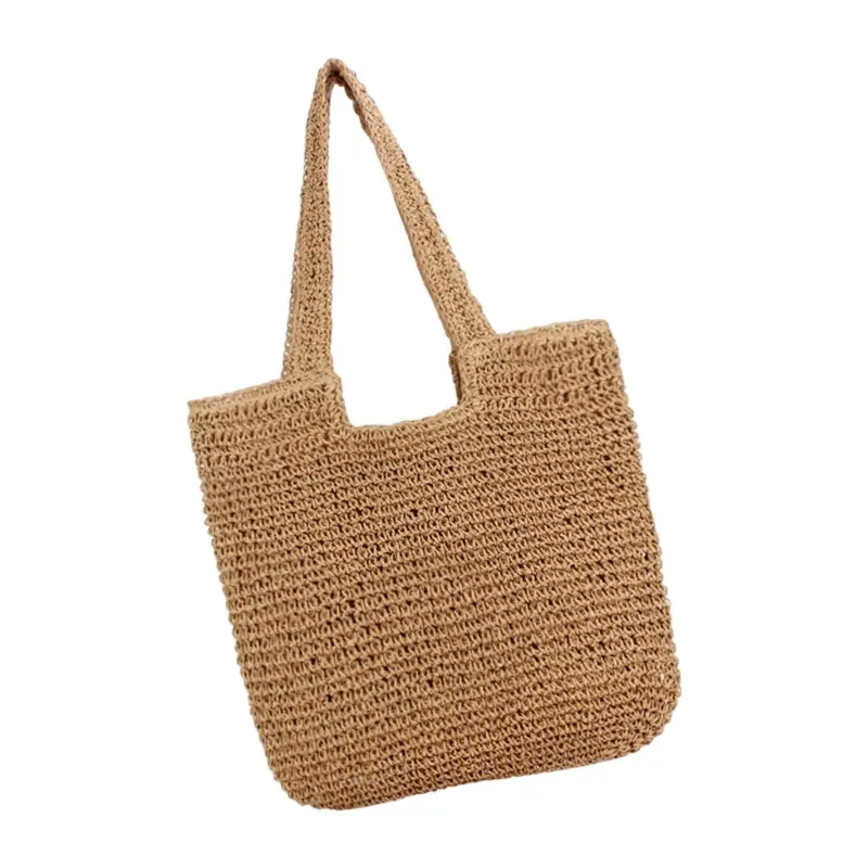 Large Woven Straw Shoulder Bag for Women Casual Beach Vacation Handbag