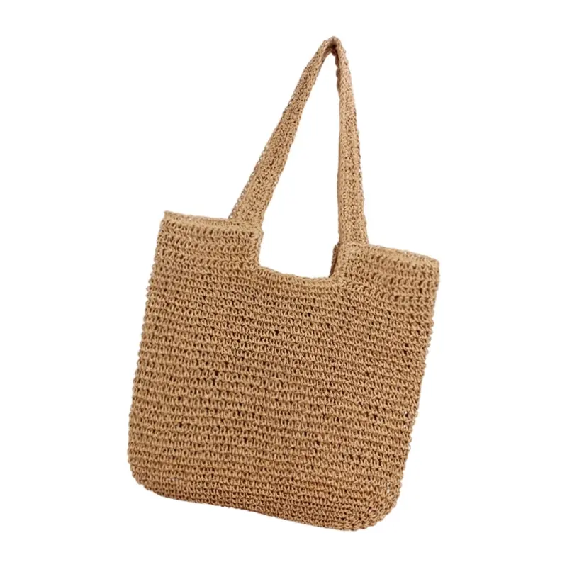 Large Woven Straw Shoulder Bag for Women Casual Beach Vacation Handbag