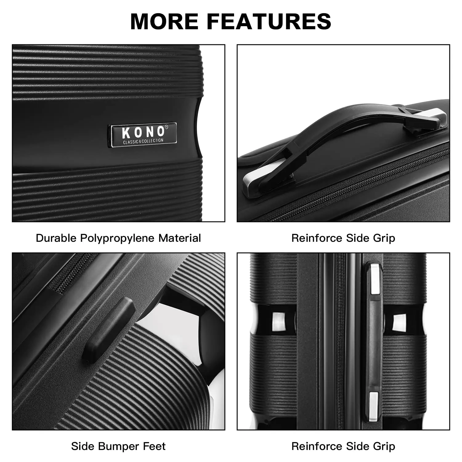 Kono 20" Hardshell Carry-On - Polypropylene Lightweight Luggage with TSA Lock & Smooth Spinner Wheels